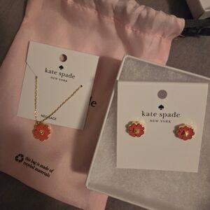 Kate spade earrings and necklace spades and studs